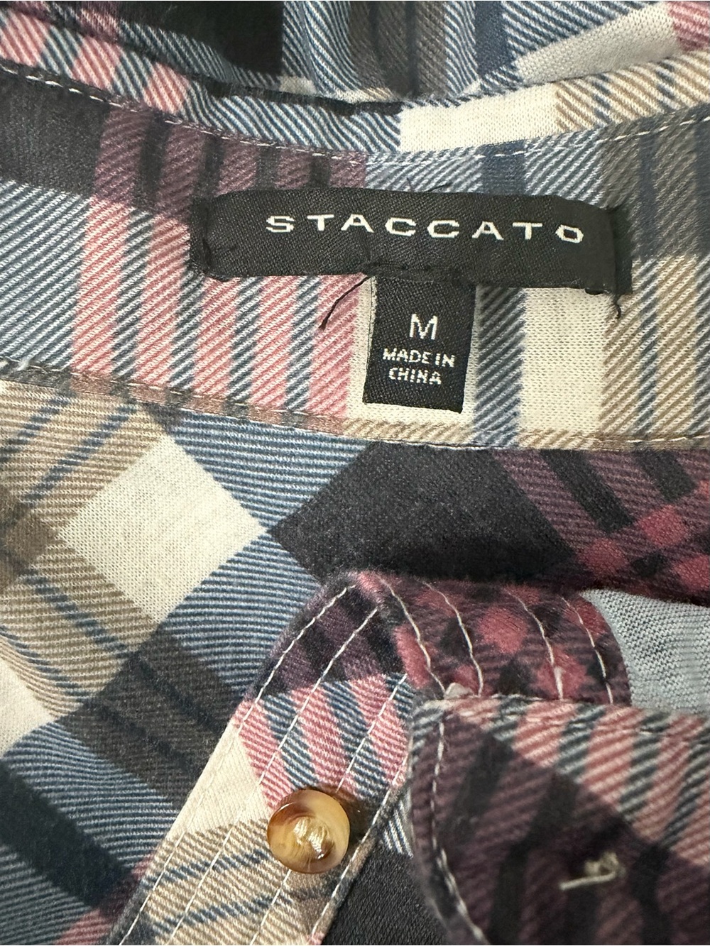 Staccato Plaid Shirt in Blue, Pink & Cream Tones
